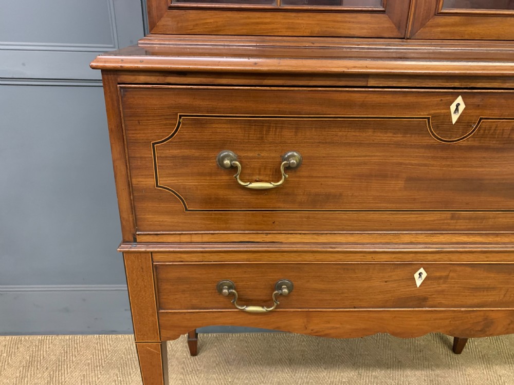 George III Inlaid Mahogany Secretaire Bookcase View XI