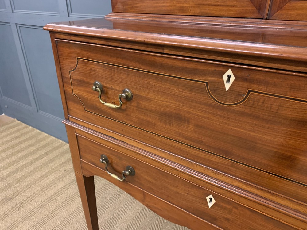 George III Inlaid Mahogany Secretaire Bookcase View XII