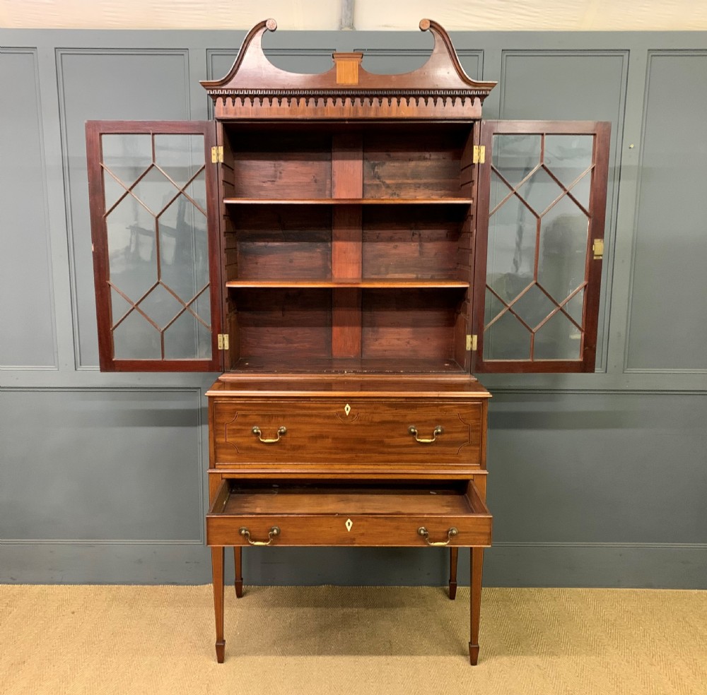 George III Inlaid Mahogany Secretaire Bookcase View XIV
