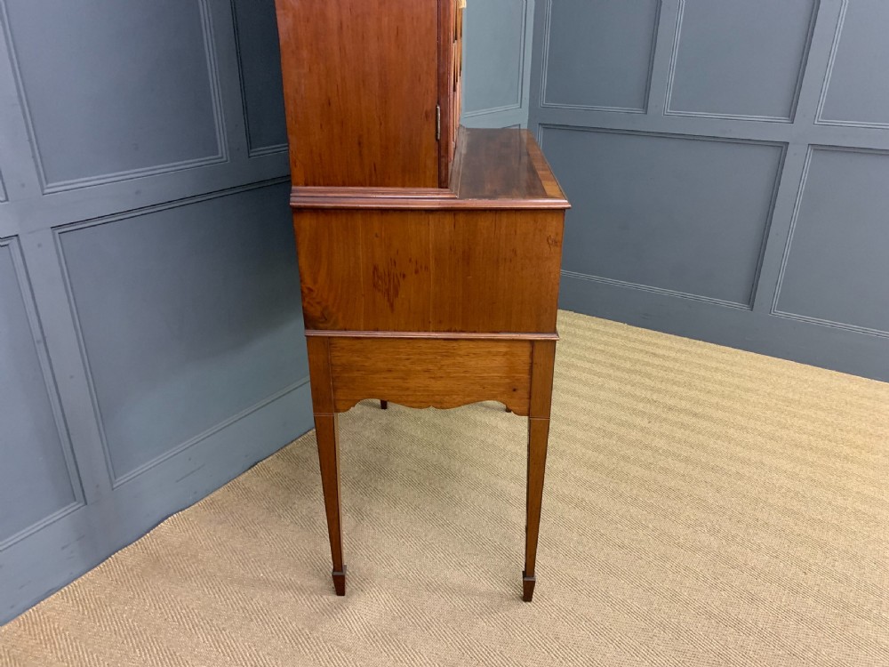 George III Inlaid Mahogany Secretaire Bookcase View XIX