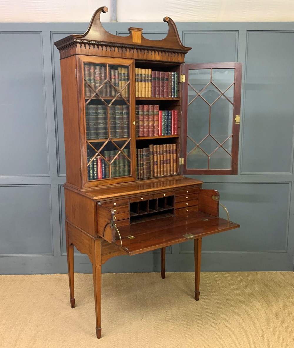 George III Inlaid Mahogany Secretaire Bookcase View XXI