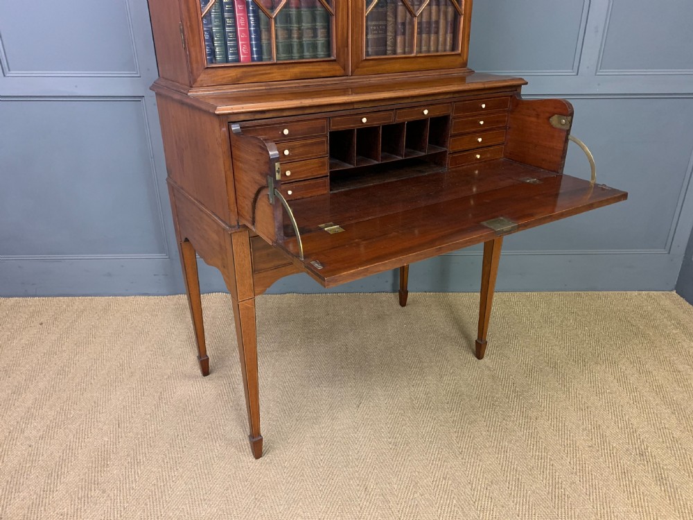 George III Inlaid Mahogany Secretaire Bookcase View XXII