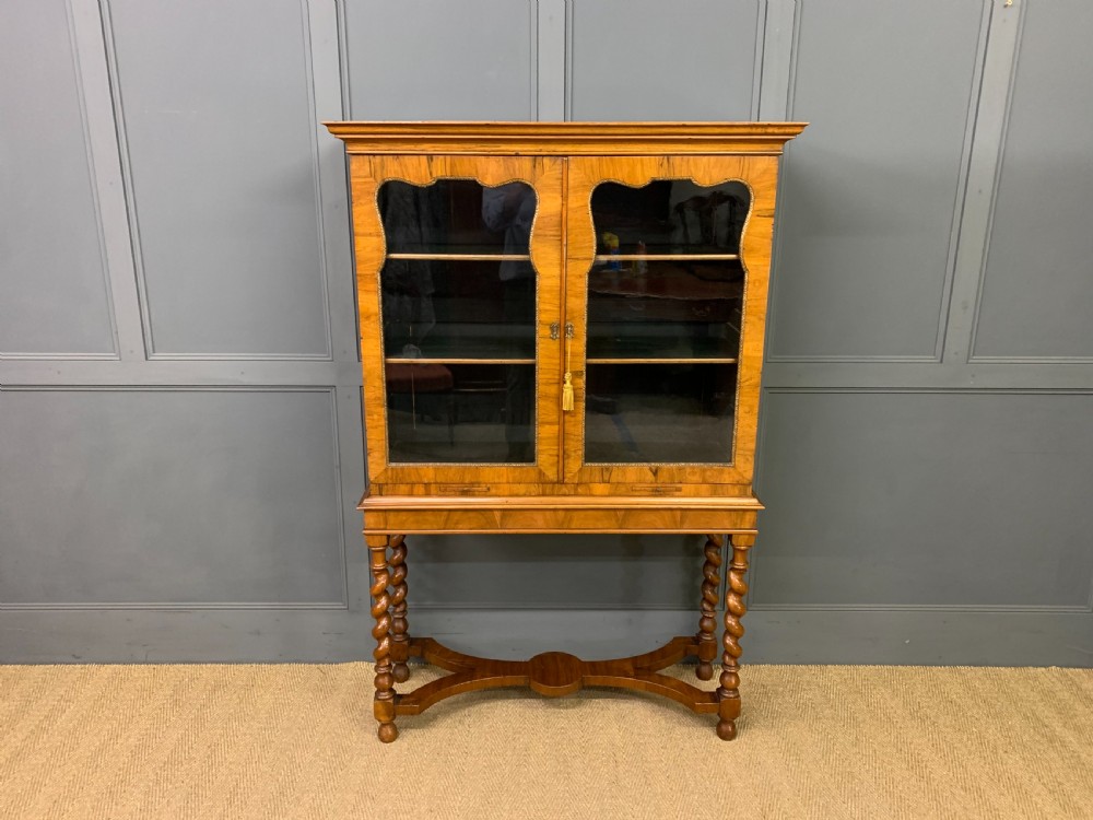 William and Mary Style Burr Walnut Bookcase View II