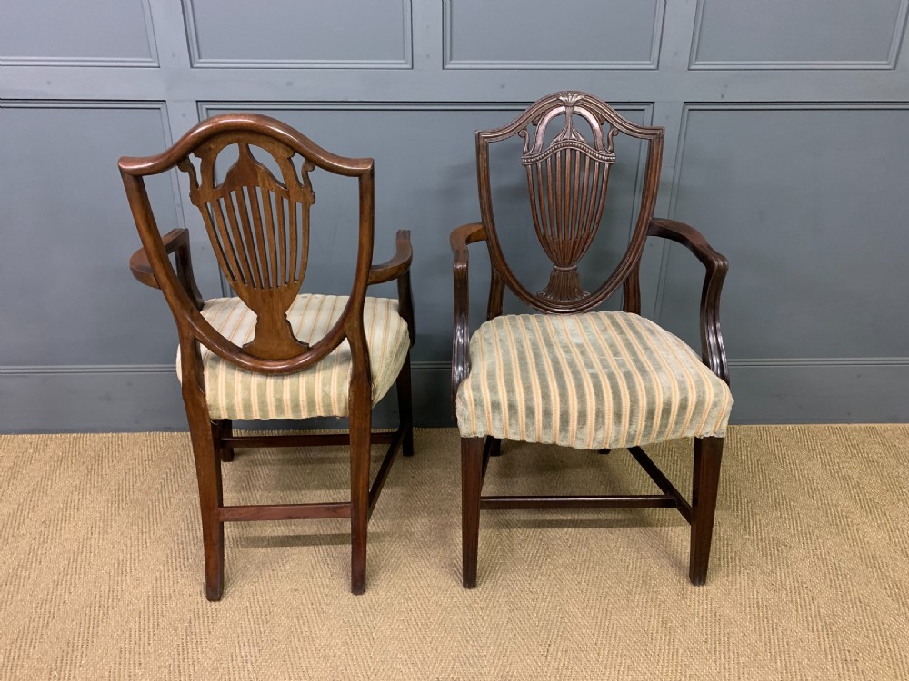 Pair of Georgian Mahogany Shield Back Armchairs View II