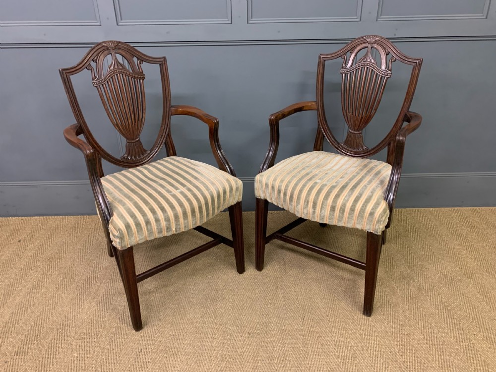 Pair of Georgian Mahogany Shield Back Armchairs View III