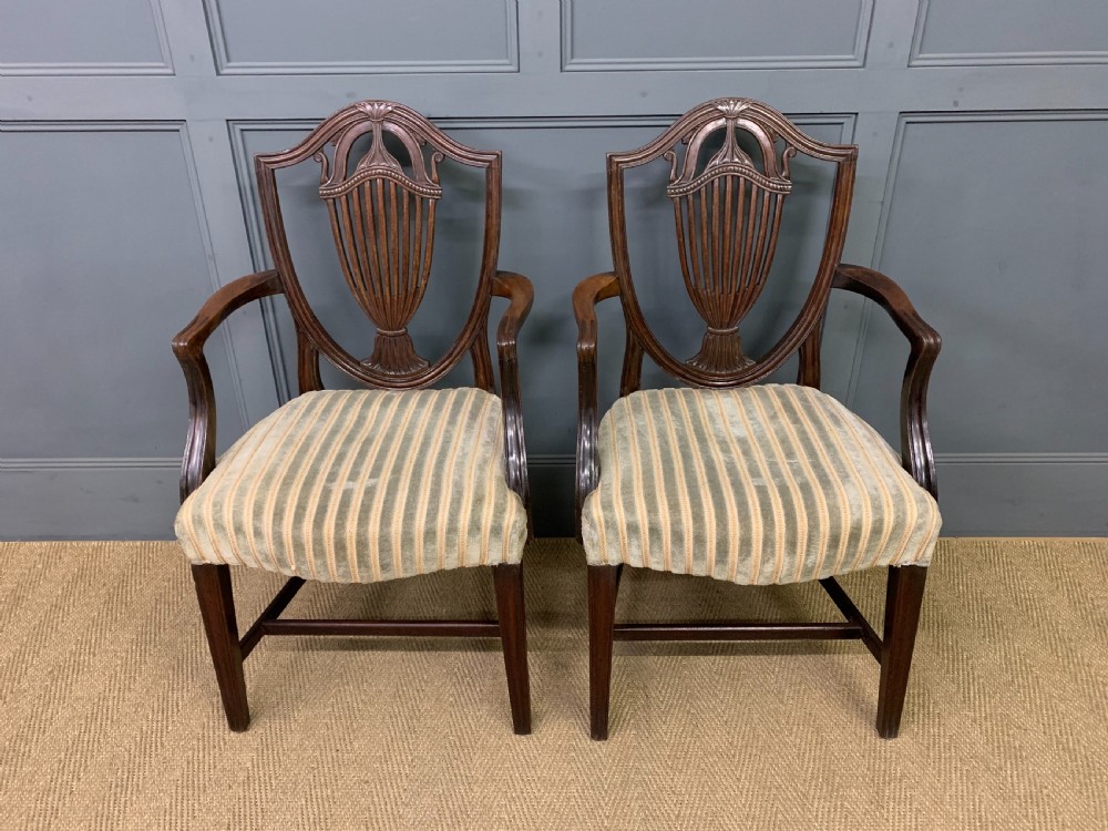 Pair of Georgian Mahogany Shield Back Armchairs View VI