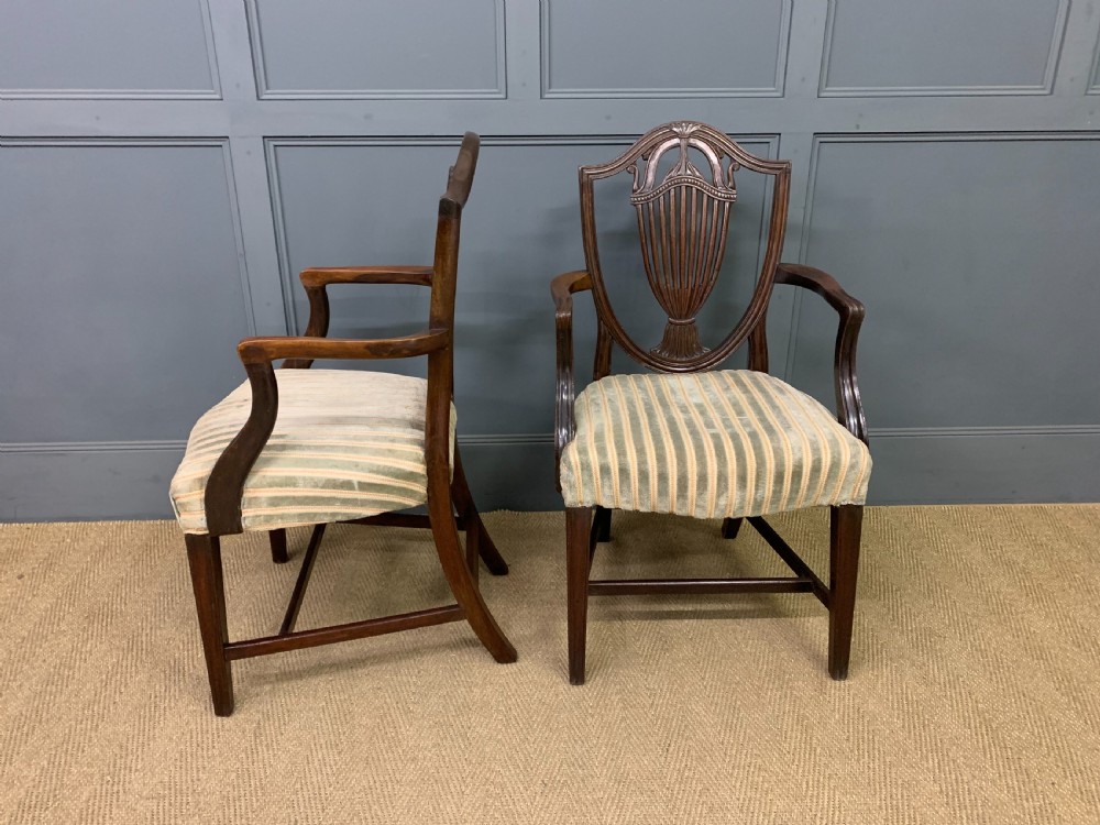 Pair of Georgian Mahogany Shield Back Armchairs View VII