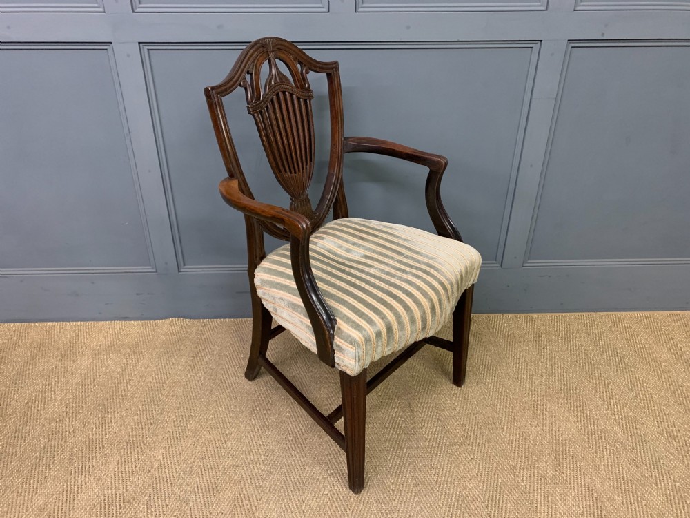 Pair of Georgian Mahogany Shield Back Armchairs View IX