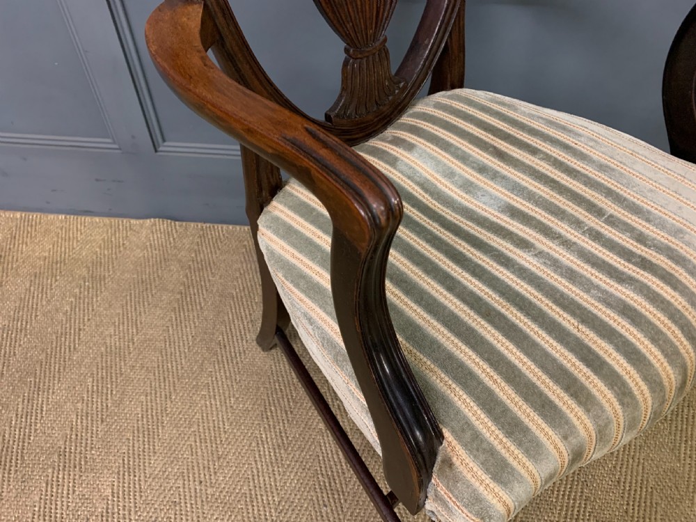 Pair of Georgian Mahogany Shield Back Armchairs View X