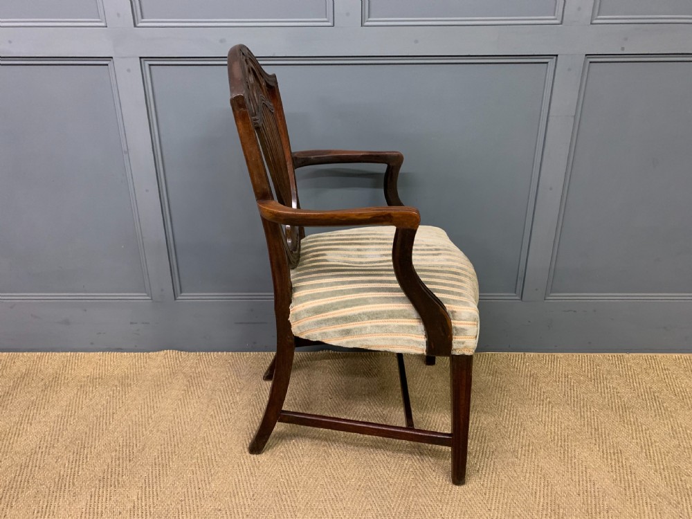 Pair of Georgian Mahogany Shield Back Armchairs View XI