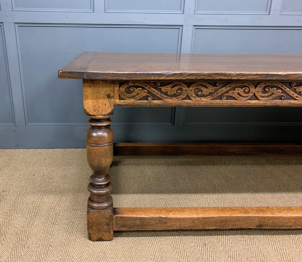 Large Oak Jacobean Revival Refectory Table View II
