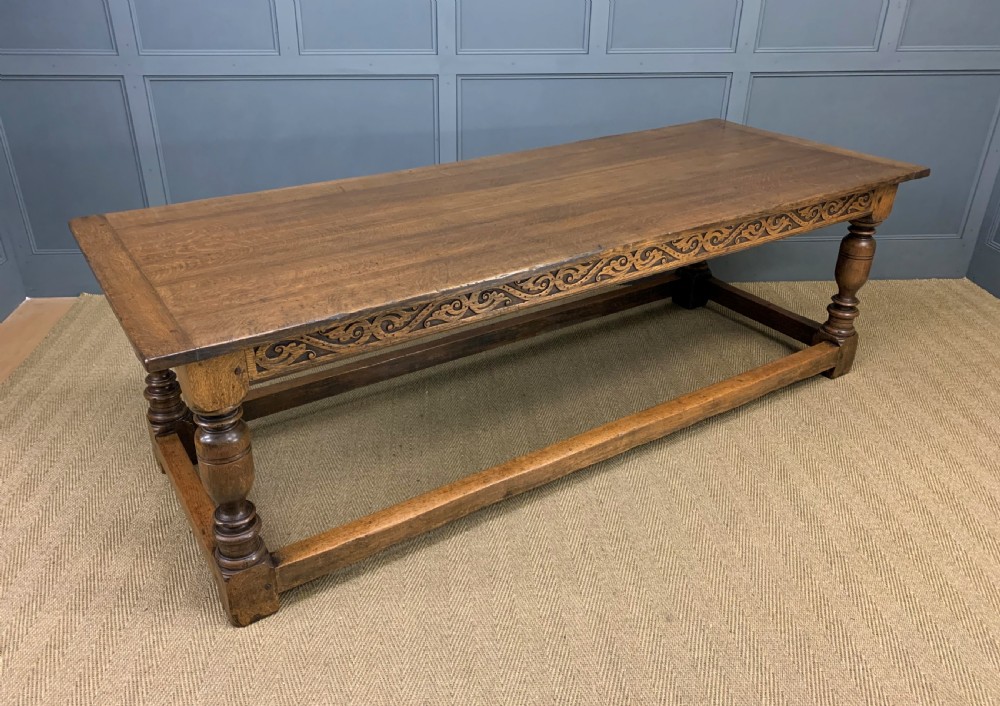 Large Oak Jacobean Revival Refectory Table View X