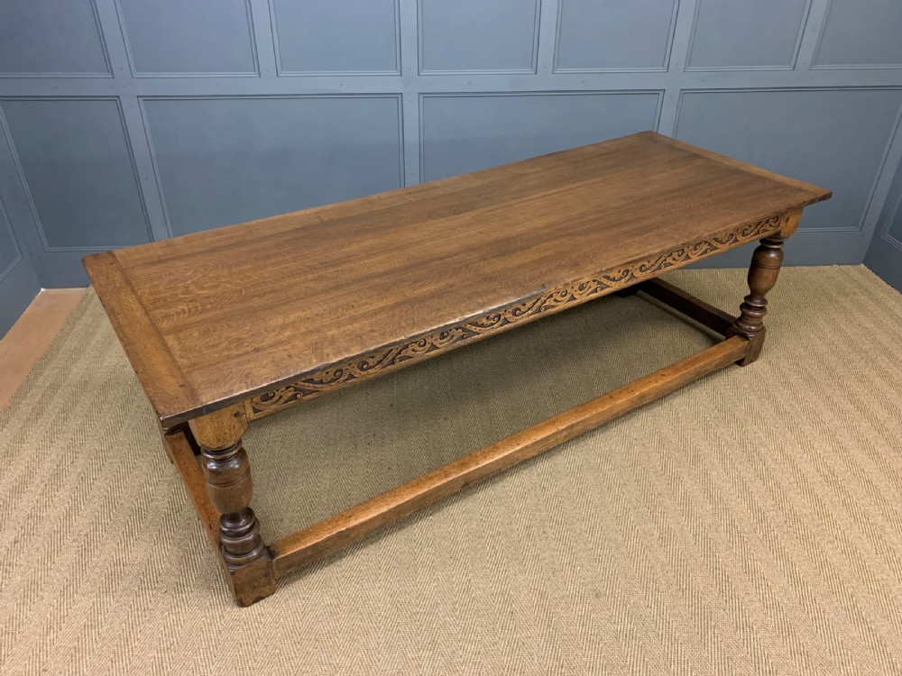 Large Oak Jacobean Revival Refectory Table View XI