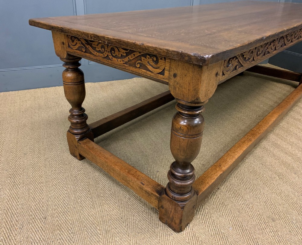 Large Oak Jacobean Revival Refectory Table View XII