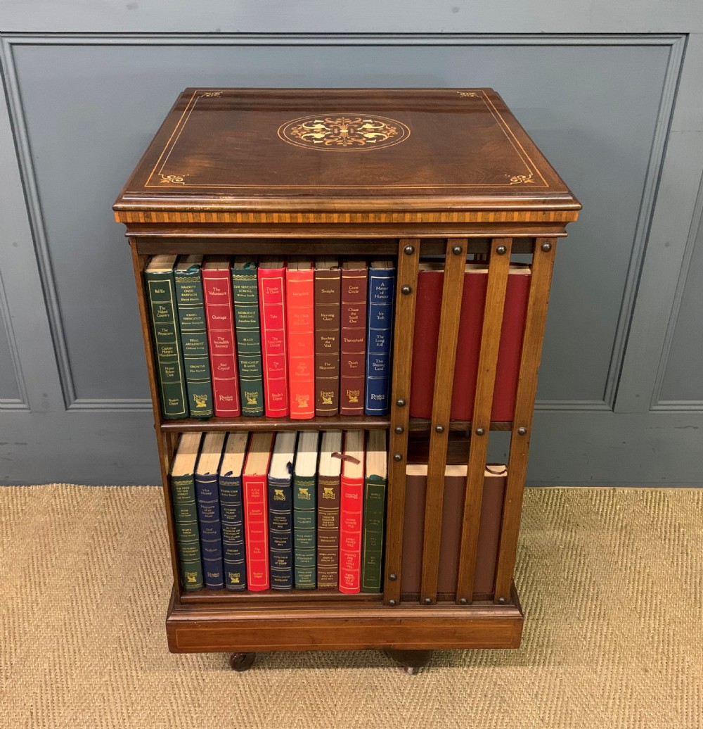 Edwardian Inlaid Revolving Bookcase by Maple and Co.