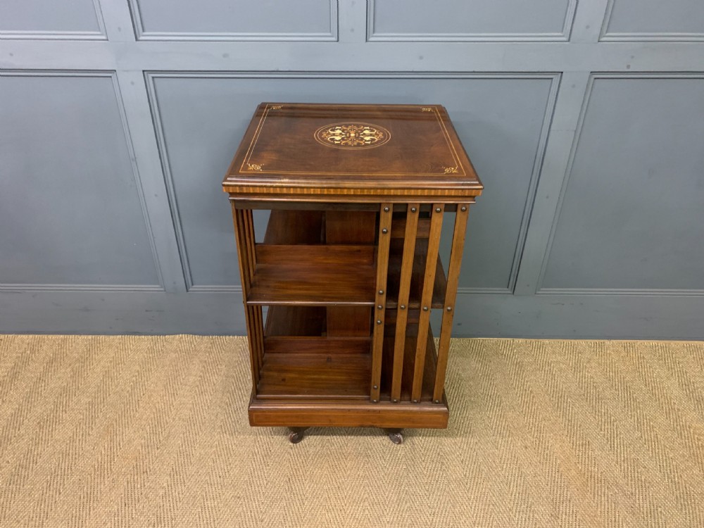 Edwardian Inlaid Revolving Bookcase by Maple and Co. View IV