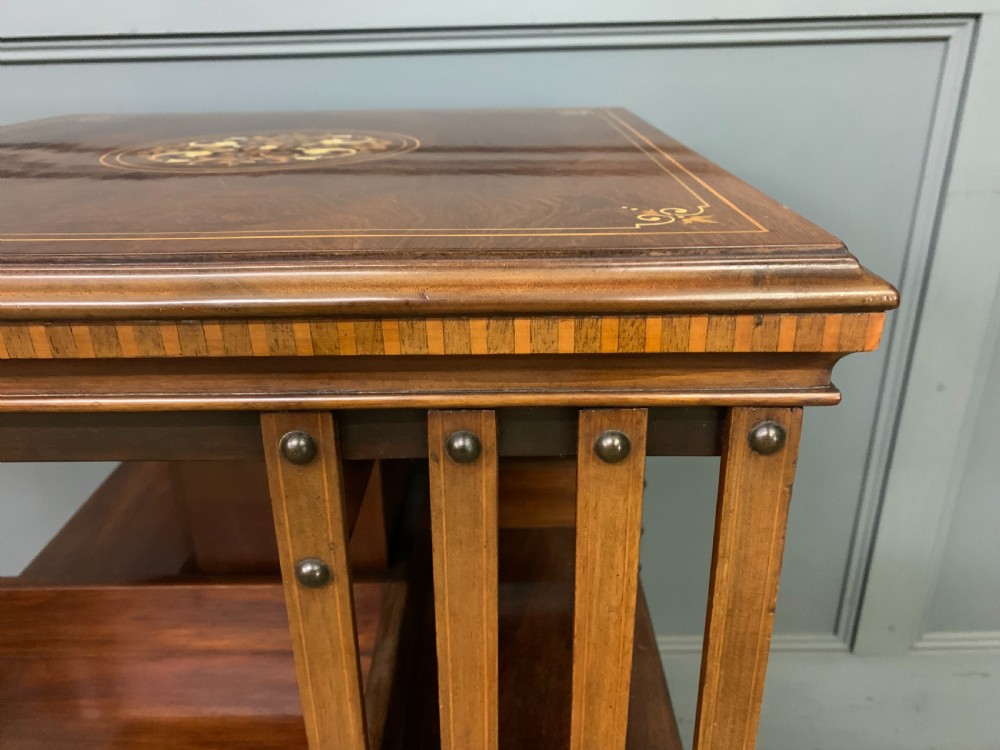 Edwardian Inlaid Revolving Bookcase by Maple and Co. View VI