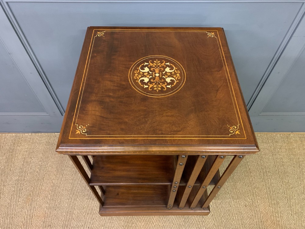 Edwardian Inlaid Revolving Bookcase by Maple and Co. View VII