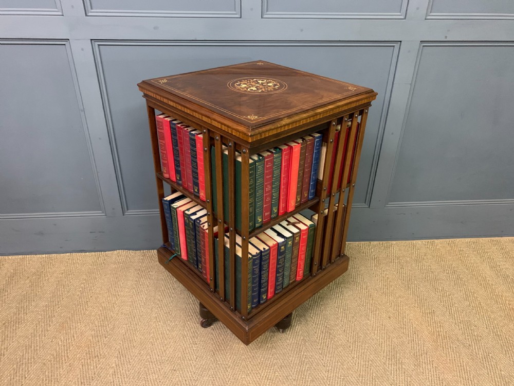 Edwardian Inlaid Revolving Bookcase by Maple and Co. View XI