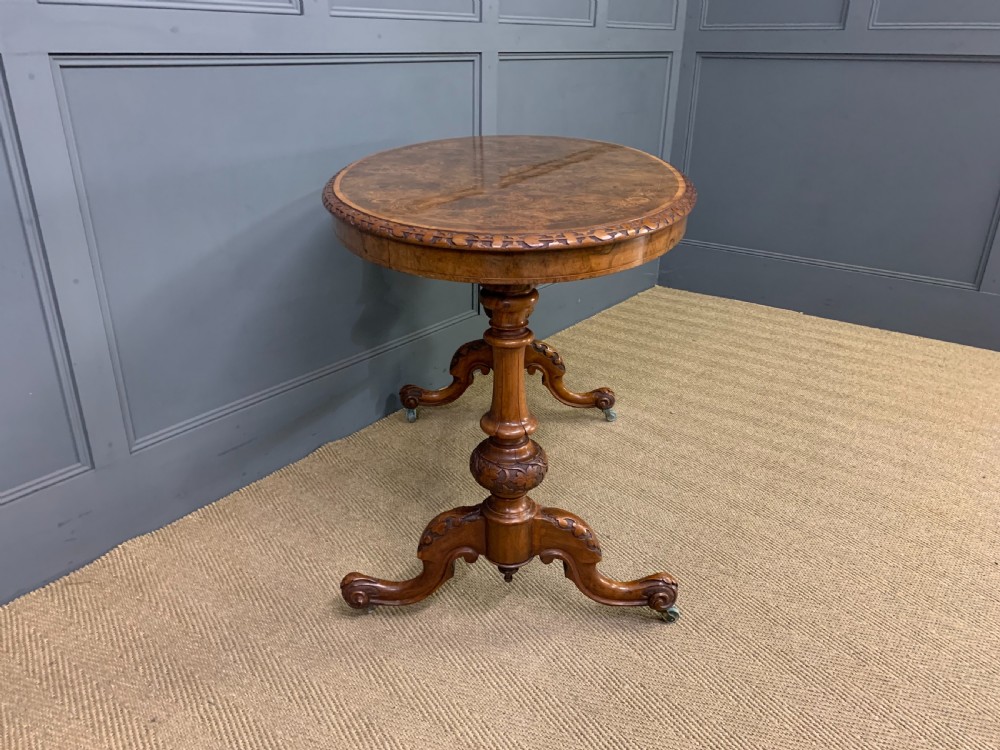 Victorian Inlaid Burr Walnut Stretcher Table View VIII