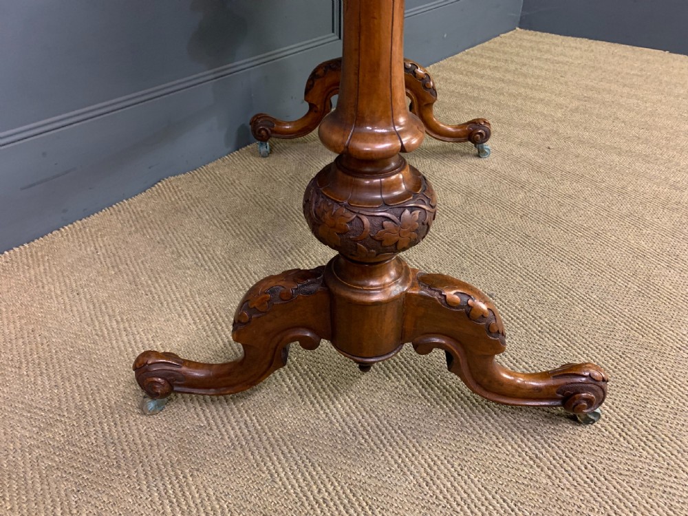 Victorian Inlaid Burr Walnut Stretcher Table View IX