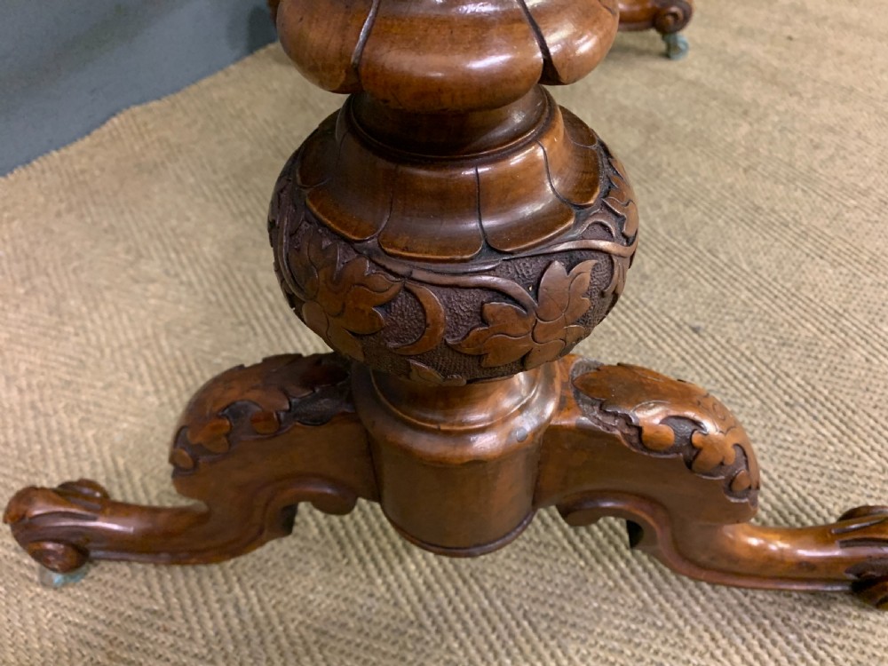 Victorian Inlaid Burr Walnut Stretcher Table View X