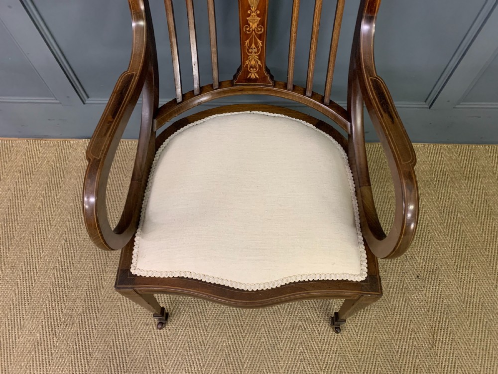 Late 19th Century Inlaid Mahogany Armchair View II