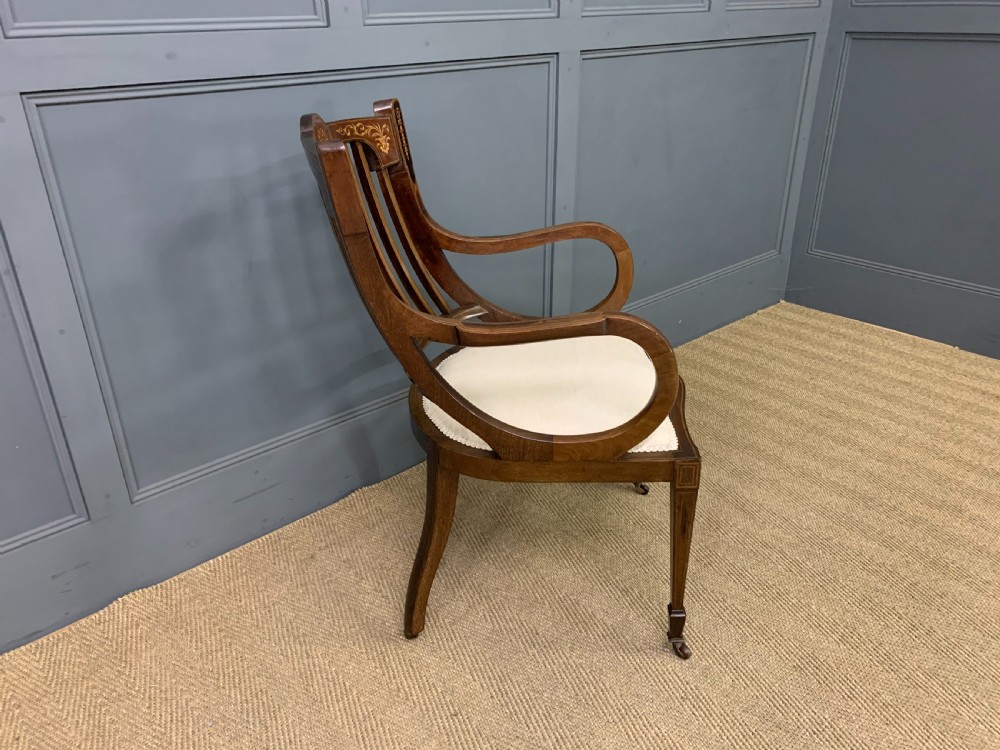 Late 19th Century Inlaid Mahogany Armchair View VII