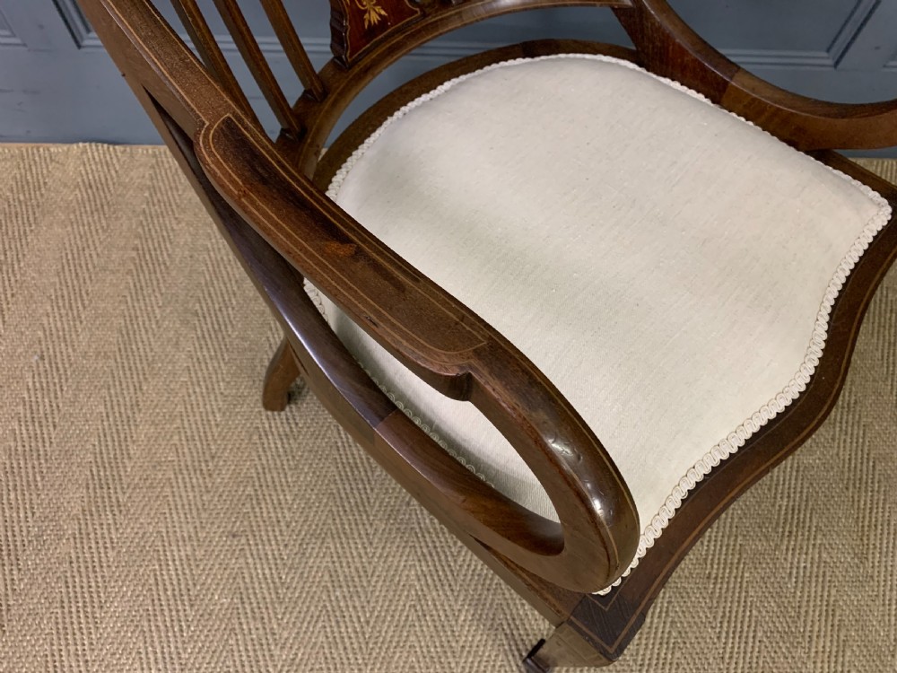 Late 19th Century Inlaid Mahogany Armchair View VIII