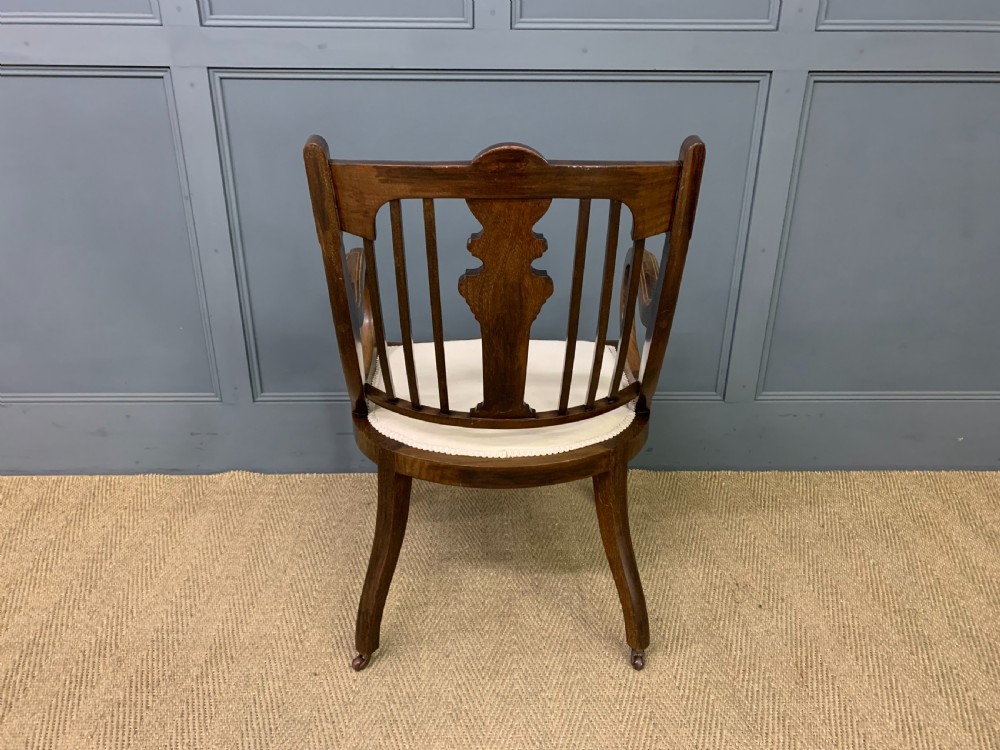 Late 19th Century Inlaid Mahogany Armchair View IX
