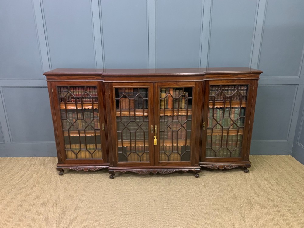 Victorian Mahogany Long Breakfront Bookcase View V
