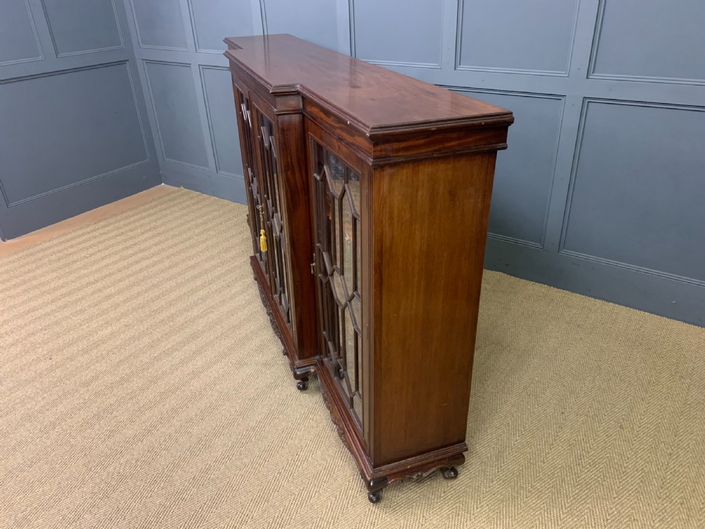 Victorian Mahogany Long Breakfront Bookcase View X