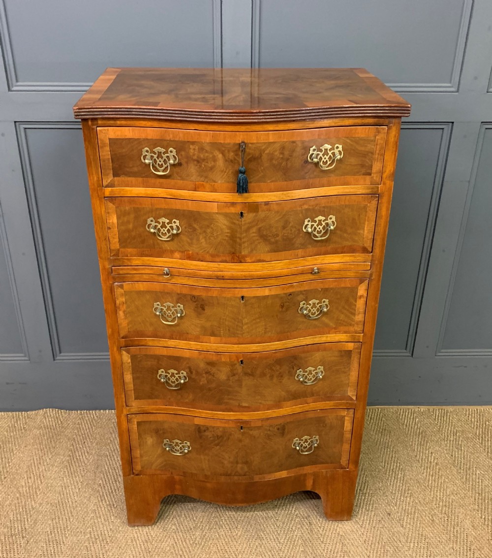 Burr Walnut Serpentine Chest of Drawers
