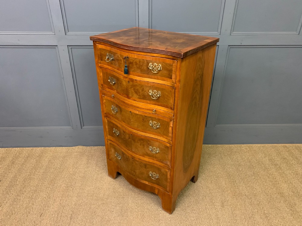 Burr Walnut Serpentine Chest of Drawers View XII