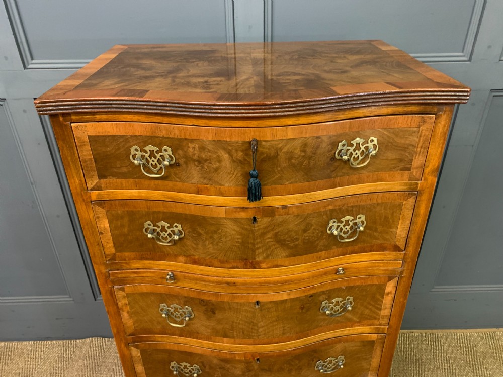 Burr Walnut Serpentine Chest of Drawers View XIII