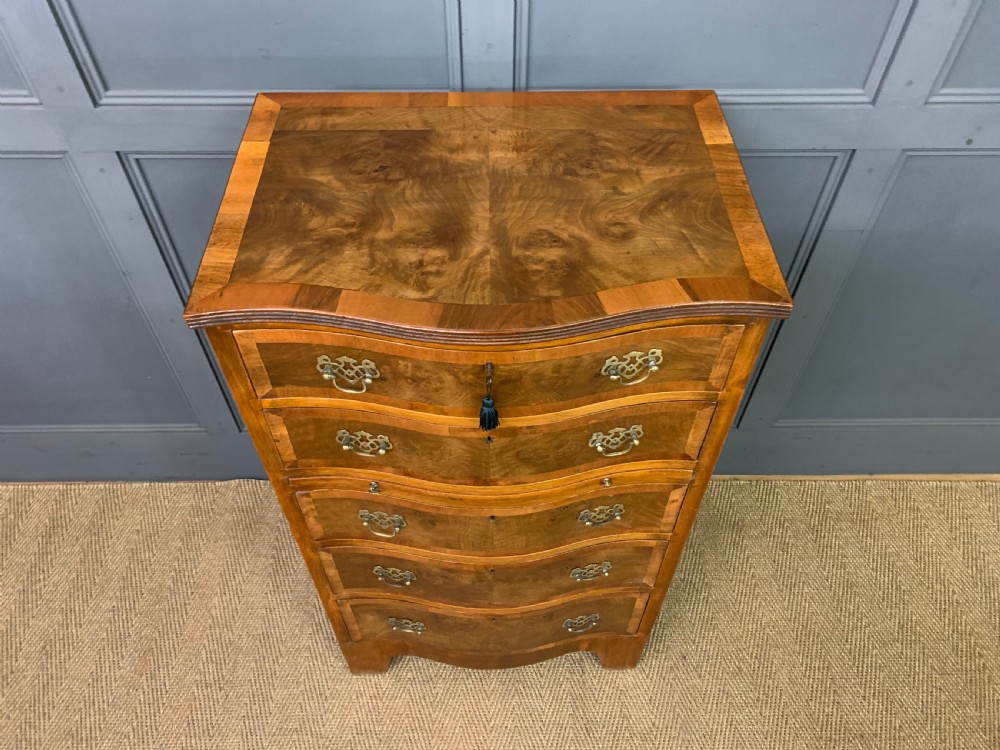 Burr Walnut Serpentine Chest of Drawers View XIV