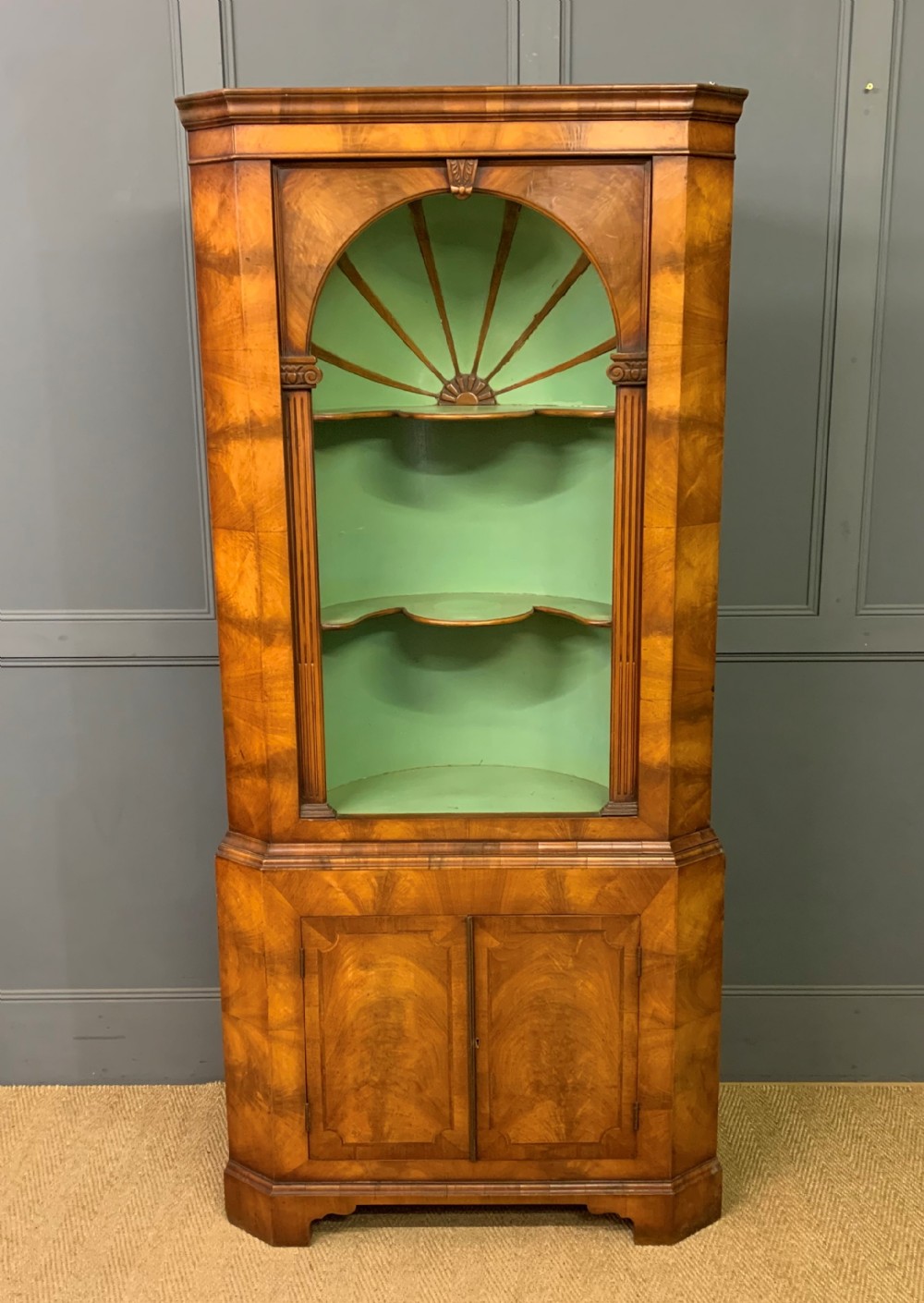 Burr Walnut Corner Cupboard