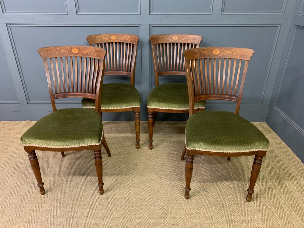 Set of 4 Inlaid Chairs by Maple & Co.