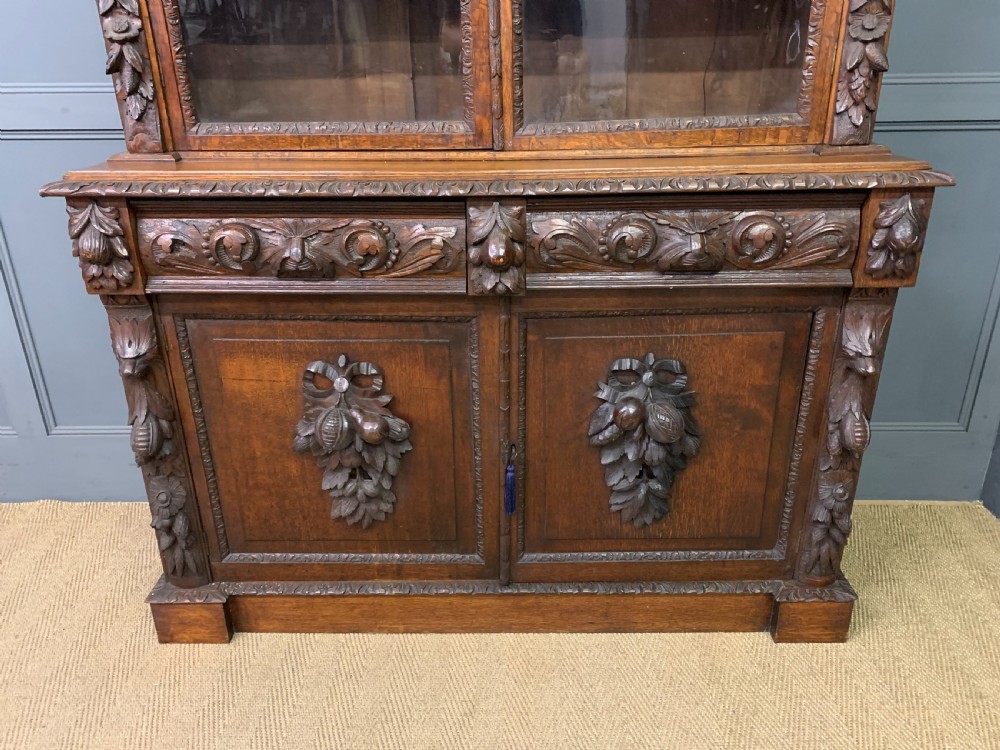 Imposing Carved Oak Bookcase View III