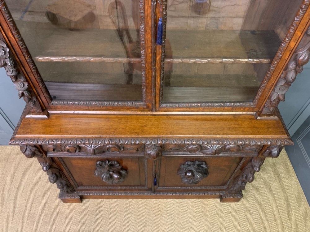 Imposing Carved Oak Bookcase View IV