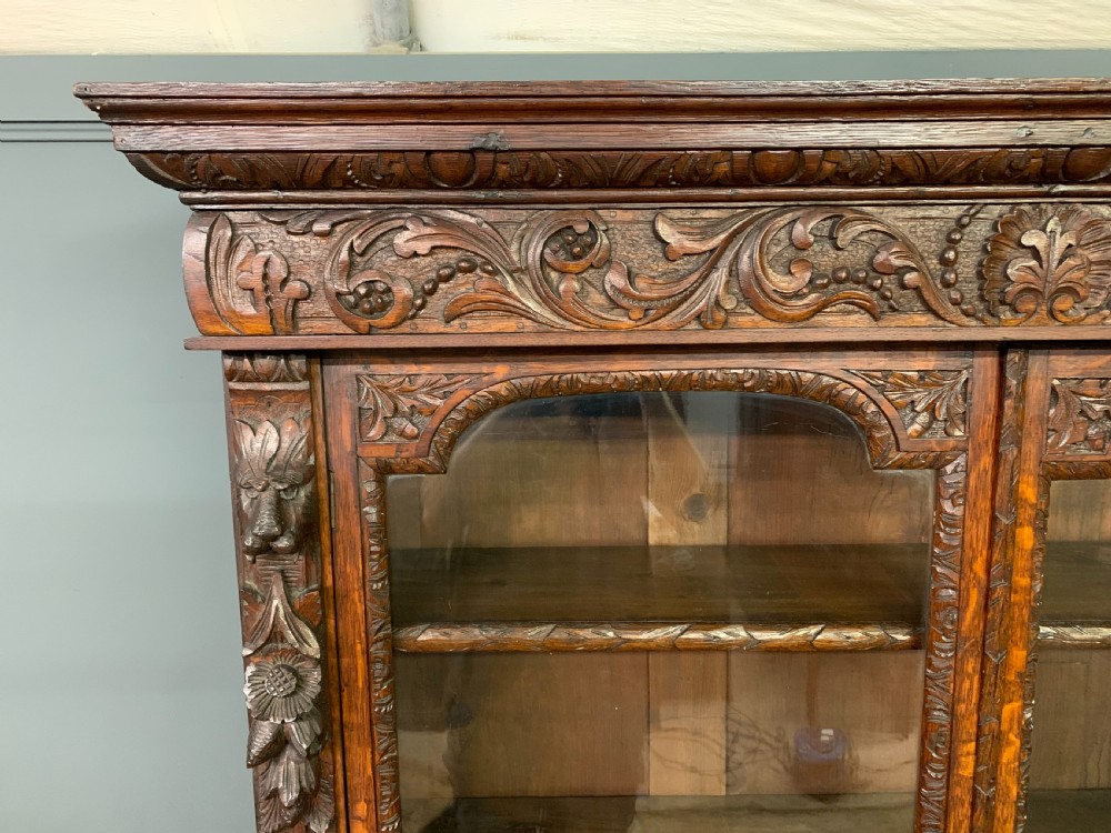 Imposing Carved Oak Bookcase View VI