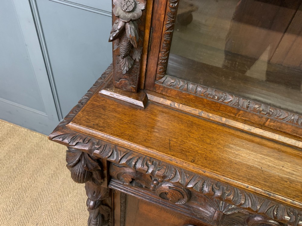 Imposing Carved Oak Bookcase View VII