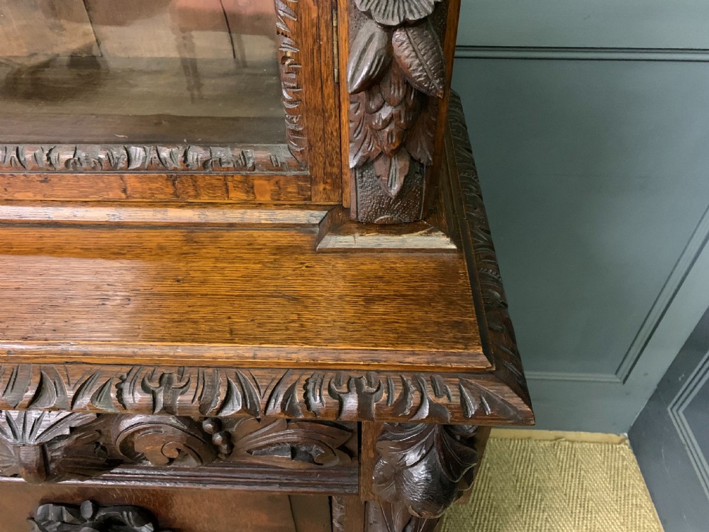 Imposing Carved Oak Bookcase View IX