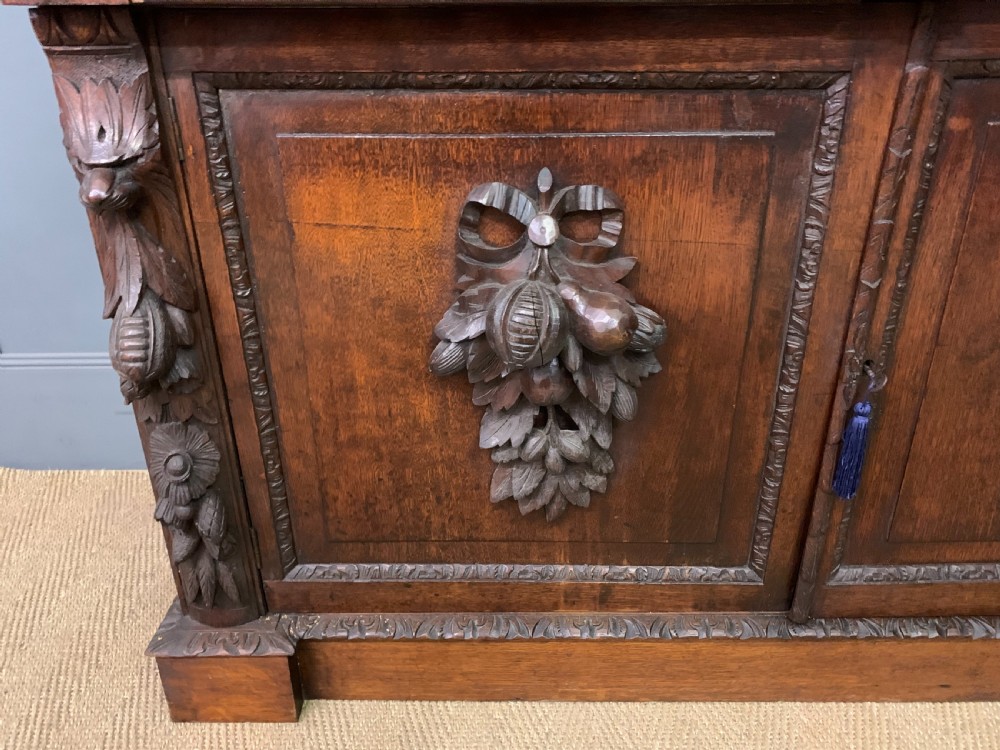 Imposing Carved Oak Bookcase View XII