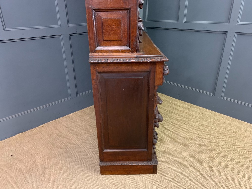 Imposing Carved Oak Bookcase View XV