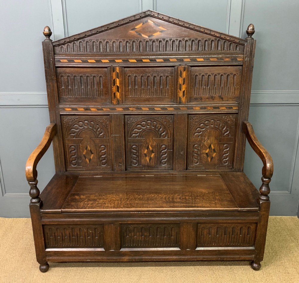 19th Century Oak High Back Settle