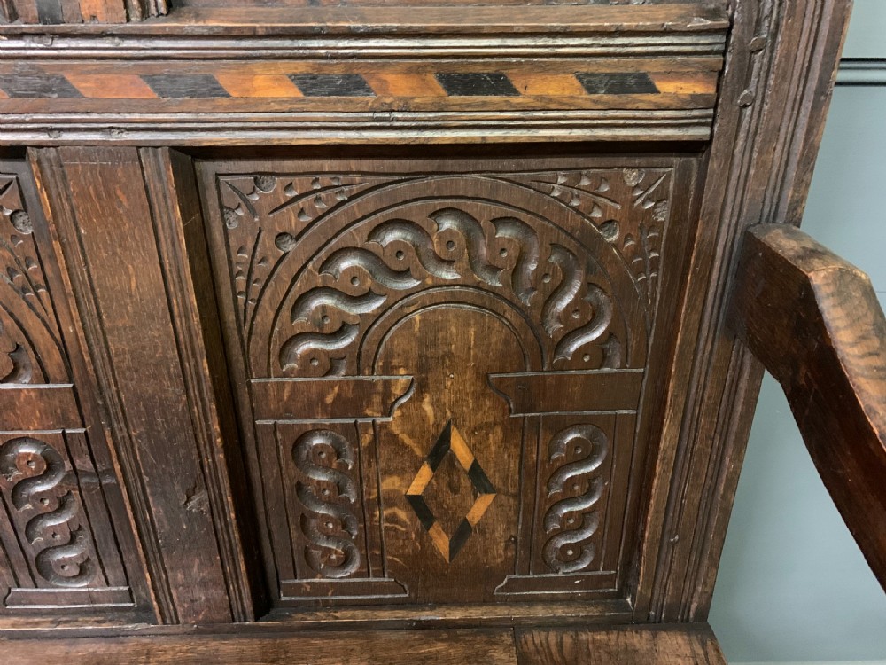 19th Century Oak High Back Settle View IV