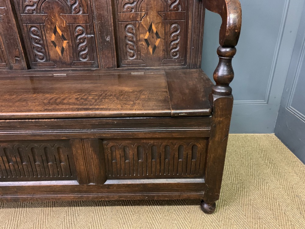 19th Century Oak High Back Settle View VI