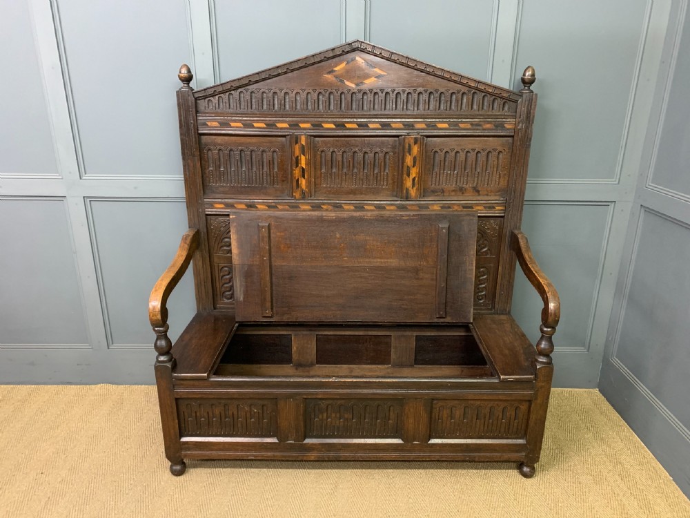 19th Century Oak High Back Settle View VIII