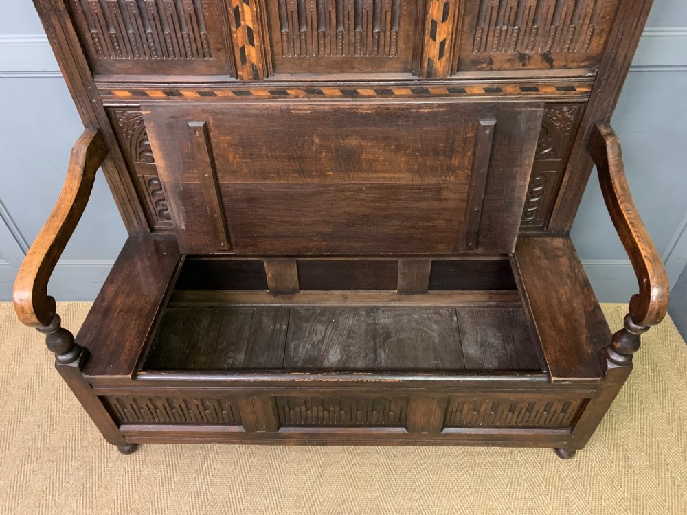 19th Century Oak High Back Settle View IX